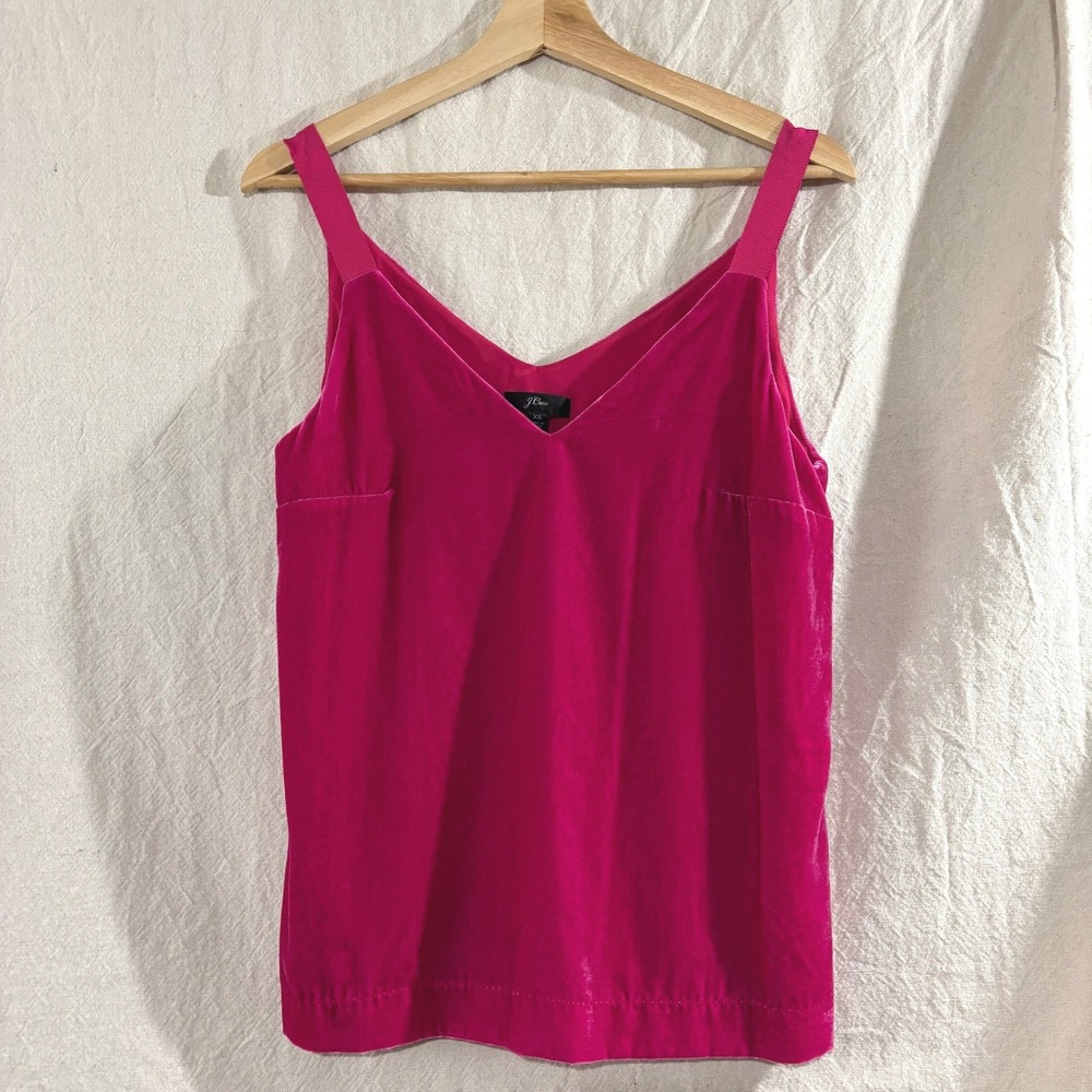 J.Crew Womens Pink Velvet V-Neck Camisole Tank Top XS Romantic Whimsy Holiday